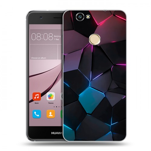Дизайнерский силиконовый с усиленными углами чехол для Huawei Nova Геометрия неона