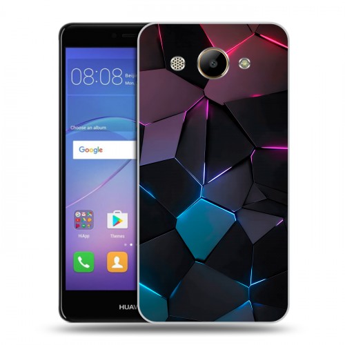 Дизайнерский пластиковый чехол для Huawei Y3 (2017) Геометрия неона