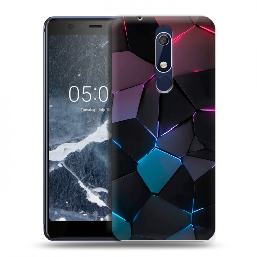 Дизайнерский пластиковый чехол для Nokia 5.1 Геометрия неона
