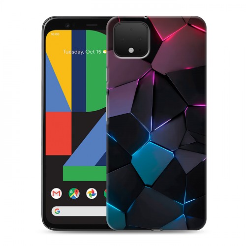 Дизайнерский пластиковый чехол для Google Pixel 4 Геометрия неона