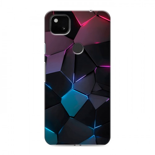 Дизайнерский пластиковый чехол для Google Pixel 4a Геометрия неона