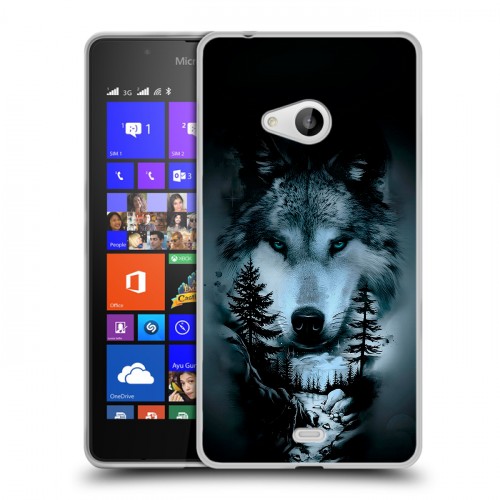 Дизайнерский пластиковый чехол для Microsoft Lumia 540 Лесной волк