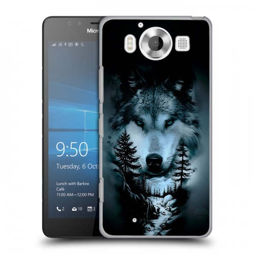 Дизайнерский пластиковый чехол для Microsoft Lumia 950 Лесной волк