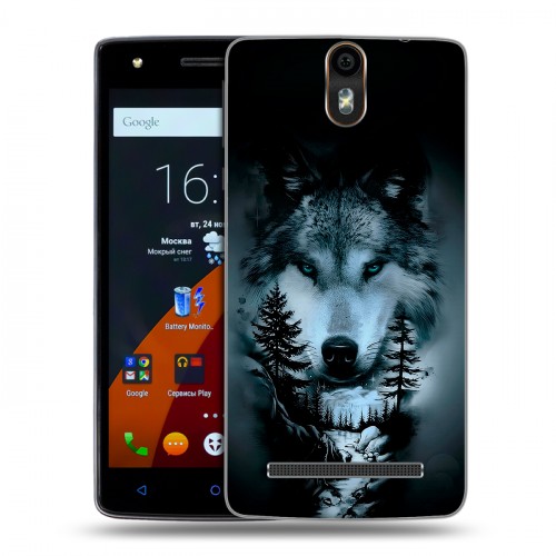Дизайнерский силиконовый чехол для Wileyfox Storm Лесной волк