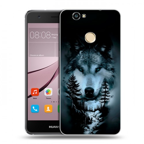 Дизайнерский силиконовый с усиленными углами чехол для Huawei Nova Лесной волк