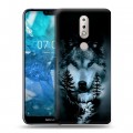 Дизайнерский пластиковый чехол для Nokia 7.1 Лесной волк