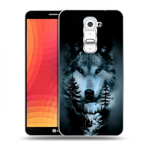 Дизайнерский пластиковый чехол для LG Optimus G2 Лесной волк