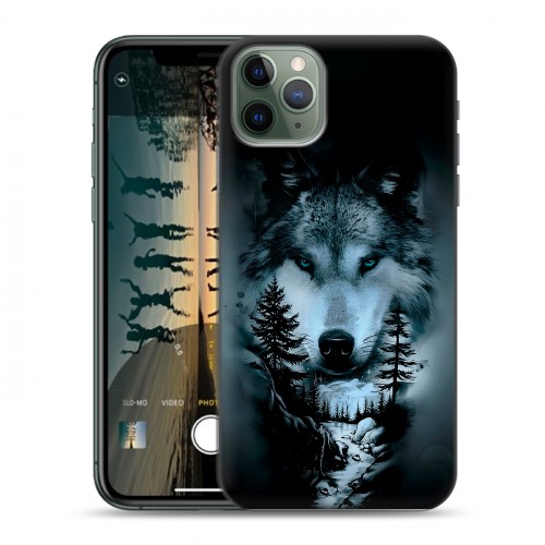 Дизайнерский силиконовый чехол для Iphone 11 Pro Лесной волк