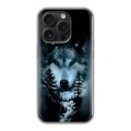 Дизайнерский силиконовый чехол для Iphone 15 Pro Лесной волк