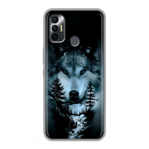 Дизайнерский силиконовый чехол для Tecno Spark 7 Лесной волк