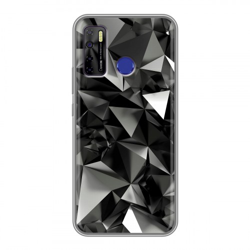 Дизайнерский силиконовый с усиленными углами чехол для Tecno Camon 15 Черные кристаллы