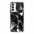 Дизайнерский силиконовый с усиленными углами чехол для Tecno Camon 18 Черные кристаллы