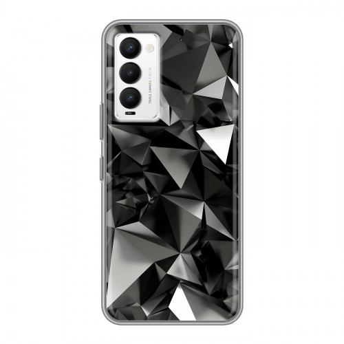 Дизайнерский силиконовый с усиленными углами чехол для Tecno Camon 18 Черные кристаллы