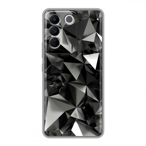 Дизайнерский силиконовый с усиленными углами чехол для Vivo V27e Черные кристаллы