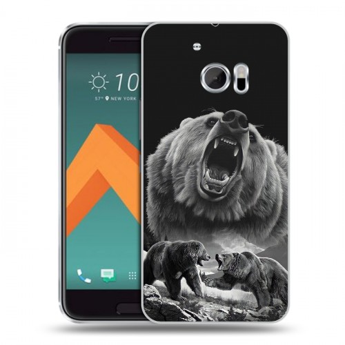 Дизайнерский пластиковый чехол для HTC 10 Схватка медведей