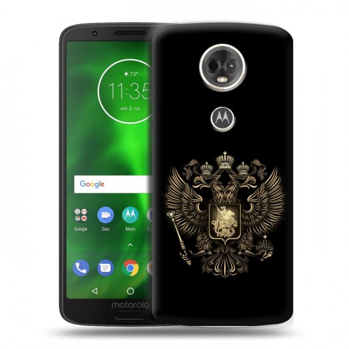 Дизайнерский пластиковый чехол для Motorola Moto E5 Plus герб России золотой
