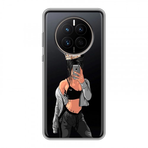 Полупрозрачный дизайнерский силиконовый с усиленными углами чехол для Huawei Mate 50 Женские принты