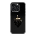 Дизайнерский силиконовый чехол для Iphone 15 Pro Черная клубника