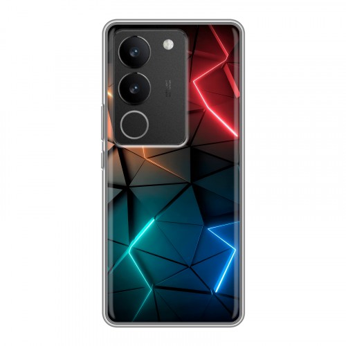 Дизайнерский силиконовый с усиленными углами чехол для Vivo V29 Абстракция неон