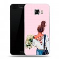 Дизайнерский пластиковый чехол для Samsung Galaxy C5 Девушка и букет