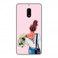 Дизайнерский пластиковый чехол для Nokia 6 Девушка и букет