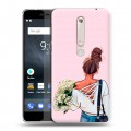Дизайнерский пластиковый чехол для Nokia 6 (2018) Девушка и букет