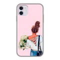 Дизайнерский силиконовый чехол для Iphone 11 Девушка и букет