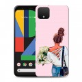 Дизайнерский пластиковый чехол для Google Pixel 4 Девушка и букет
