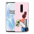 Дизайнерский пластиковый чехол для OnePlus 8 Девушка и букет