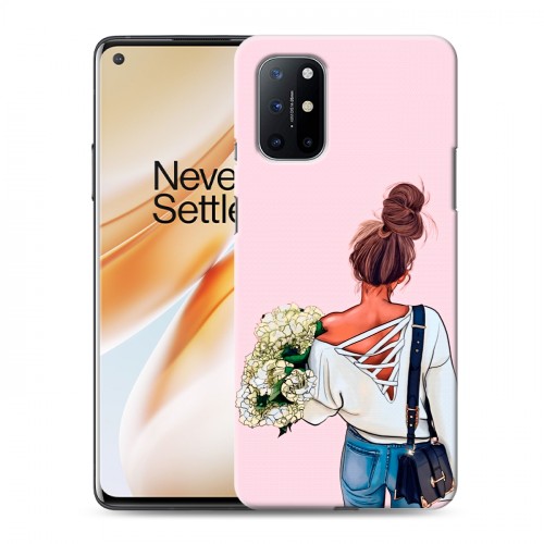 Дизайнерский пластиковый чехол для OnePlus 8T Девушка и букет