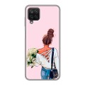 Дизайнерский силиконовый чехол для Samsung Galaxy A12 Девушка и букет