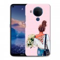 Дизайнерский силиконовый чехол для Nokia 5.4 Девушка и букет