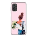 Дизайнерский силиконовый чехол для Samsung Galaxy A32 Девушка и букет