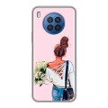 Дизайнерский силиконовый чехол для Huawei Nova 8i Девушка и букет