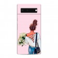 Дизайнерский силиконовый чехол для Google Pixel 6 Девушка и букет