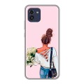 Дизайнерский силиконовый чехол для Samsung Galaxy A03 Девушка и букет