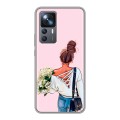 Дизайнерский силиконовый чехол для Xiaomi 12T Девушка и букет