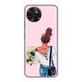 Дизайнерский силиконовый чехол для Itel S23 Девушка и букет