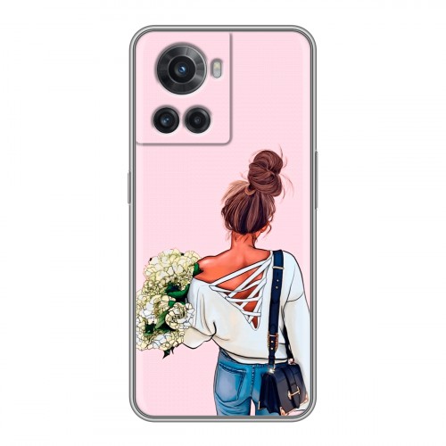 Дизайнерский силиконовый чехол для OnePlus Ace Девушка и букет