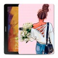 Дизайнерский силиконовый чехол для Samsung Galaxy Note 10.1 2014 editon Девушка и букет
