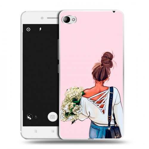 Дизайнерский пластиковый чехол для Lenovo S90 Девушка и букет