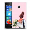 Дизайнерский пластиковый чехол для Microsoft Lumia 435 Девушка и букет