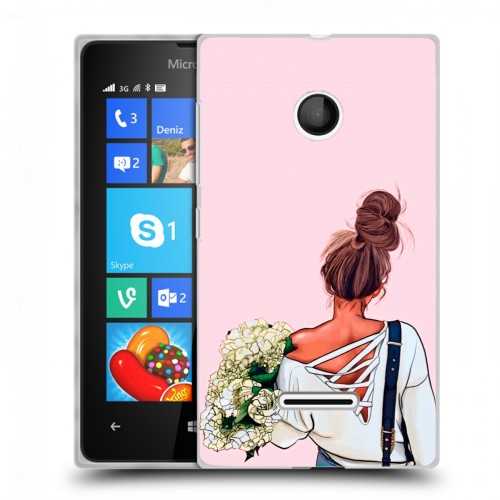Дизайнерский пластиковый чехол для Microsoft Lumia 435 Девушка и букет