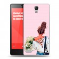 Дизайнерский пластиковый чехол для Xiaomi RedMi Note Девушка и букет