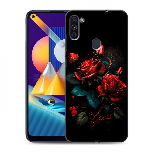 Дизайнерский пластиковый чехол для Samsung Galaxy M11 Розы красные