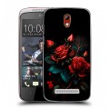 Дизайнерский пластиковый чехол для HTC Desire 500 Розы красные