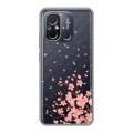 Полупрозрачный дизайнерский силиконовый чехол для Xiaomi RedMi 12C Ветка сакуры