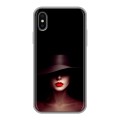 Дизайнерский силиконовый чехол для Iphone x10 Девушка в шляпе