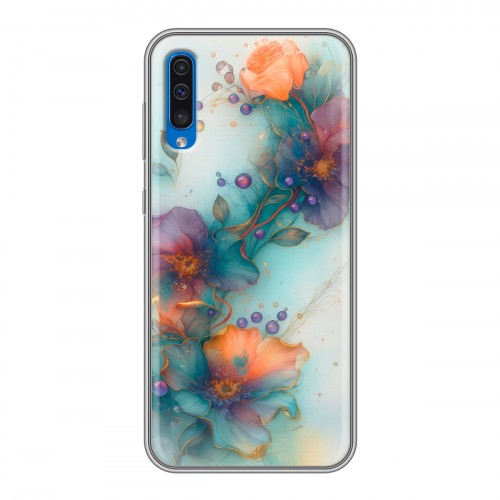 Дизайнерский силиконовый чехол для Samsung Galaxy A50 Акварельные цветы