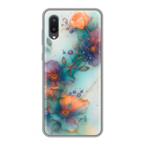 Дизайнерский силиконовый чехол для Samsung Galaxy A02 Акварельные цветы
